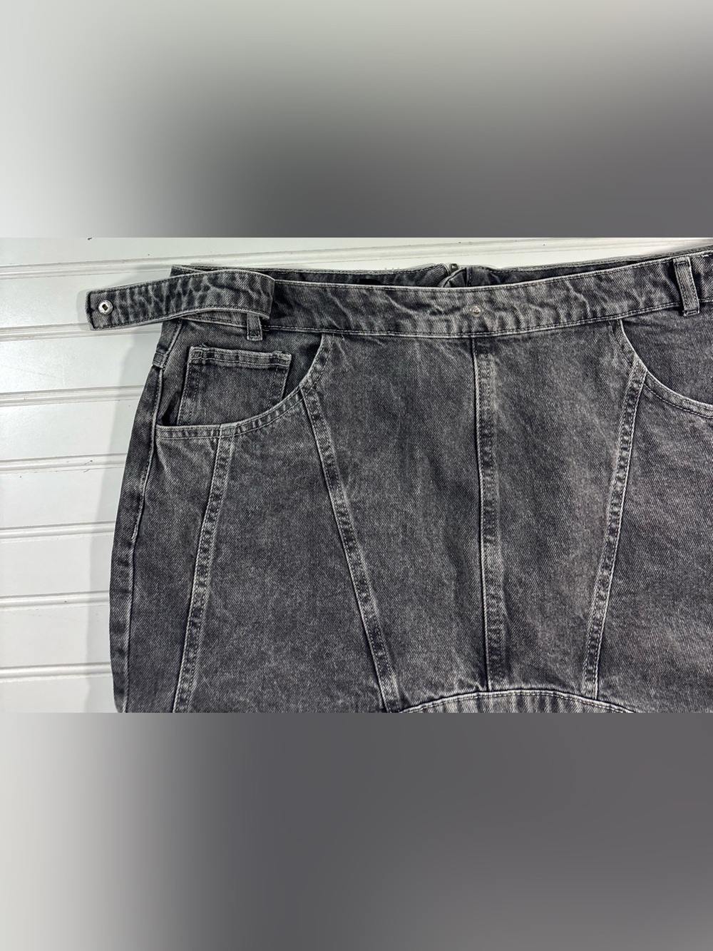 Pretty Little Things Plus Curved Hem Denim Mini Skirt Cotton Womens Size 12 - Picture 9 of 16